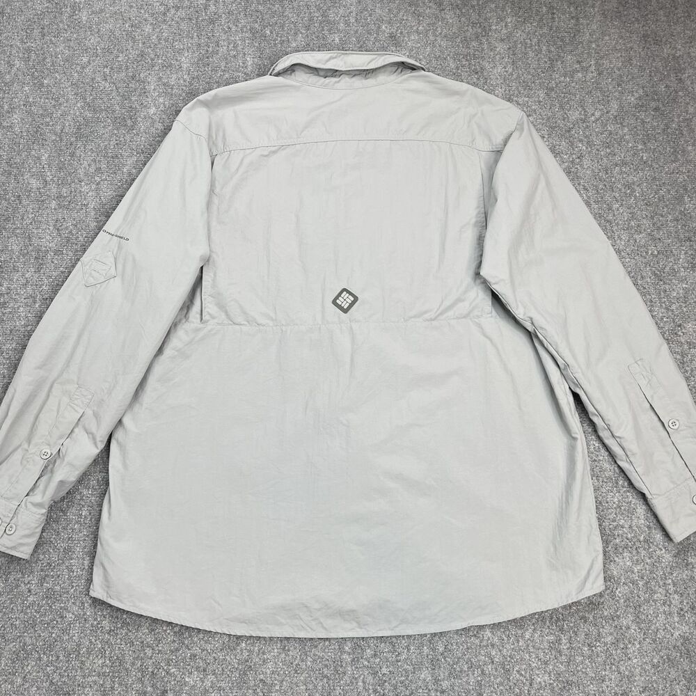 Columbia Shirt Mens XXL Omni Shield Roll Tab Sleeve Gray Nylon Fishing Outdoor - Picture 2 of 10